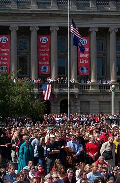 Photo of from rememberance program on Library Mall