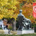 The Abraham Lincoln statue remains a sentinel to witness the ongoing change of seasons on Bascom Hill.