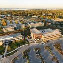 The MGE Innovation Center, site of this year’s Madison Startup Weekend, is seen at the center of this aerial view of University Research Park on Madison’s west side.