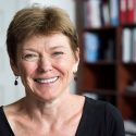 Sarah Mangelsdorf, the new provost and vice chancellor for academic affairs, is pictured in her Bascom Hall office. She succeeds Paul DeLuca, who spent over four decades at the UW.