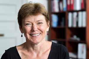 Sarah Mangelsdorf, the new provost and vice chancellor for academic affairs, is pictured in her Bascom Hall office. She succeeds Paul DeLuca, who spent over four decades at the UW.