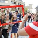 UW students and their families pose for pictures during a Parents’ Weekend festival at Union South. The event offered ice cream and entertainment from several UW student groups.