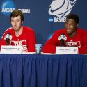 Nigel Hayes (right) and Frank Kaminsky at a press conference. Courtesy UW Athletics.