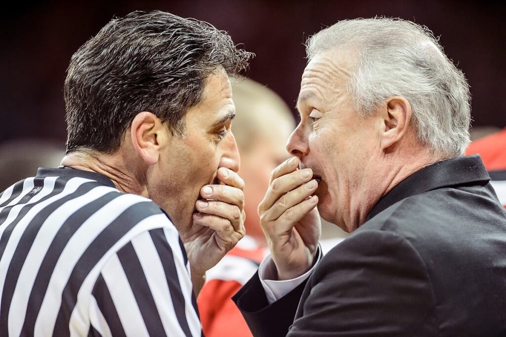 Bo Ryan and referee talking