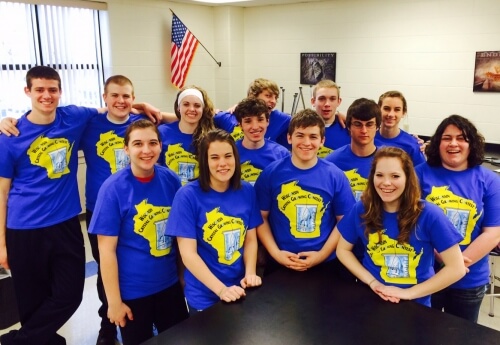 2014 participants from Nekoosa (Wisconsin) High School, wearing their Crystal Growing Contest t-shirts. 