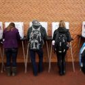 Students fill out their ballots at a polling station in the Gordon Dining and Event Center during the November 2012 election.