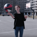 Photo: Laura McLay spinning basketball