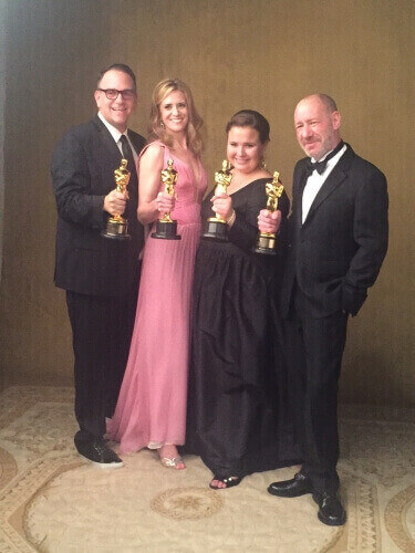 "Spotlight" producers Michael Sugar, Blye Pagon Faust, Nicole Rocklin and Steve Golin. 