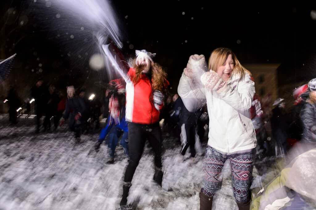 Photo: Students in snowball fight