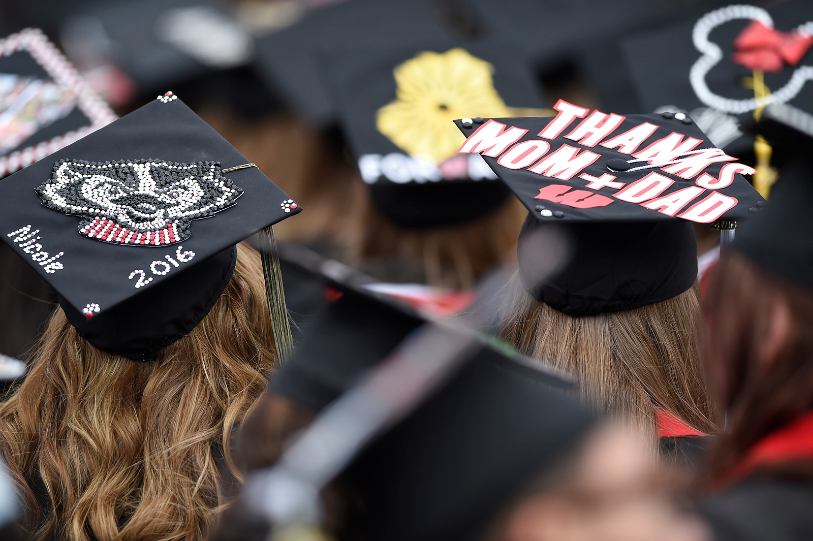 Caps at Commencement Other caps displayed a full range of artistic expression - Harry Potter references, puns, and classics like this one.