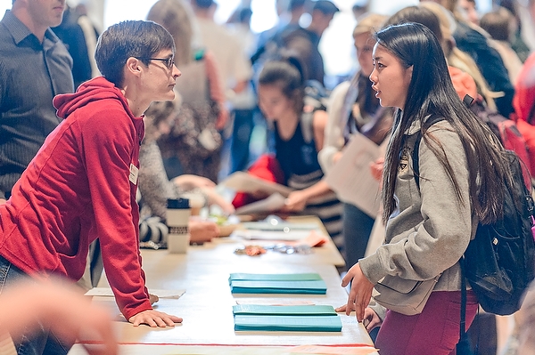 Undergraduates attend the Majors Fair in Union South's Varsity Hall.