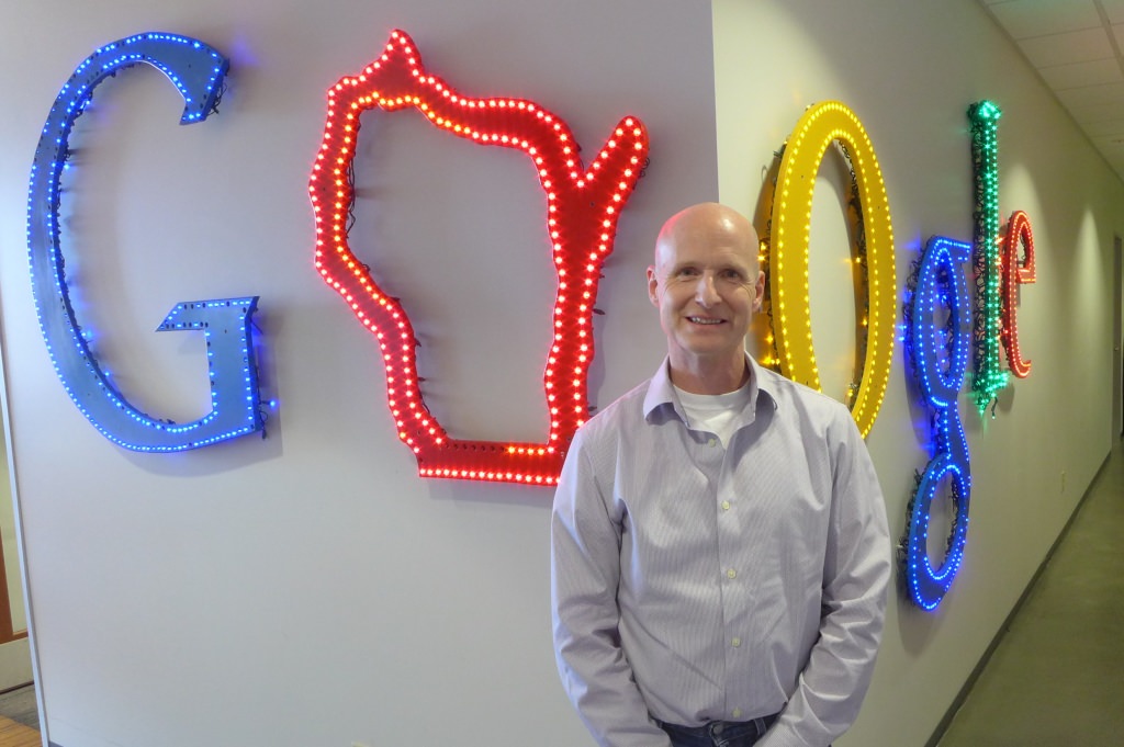 Photo: Jim Laudon in front of Google sign