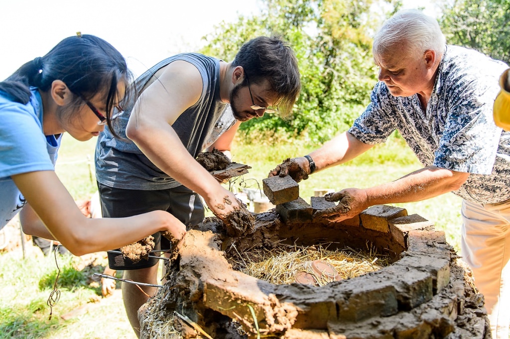 Photo: Students building cap for kiln