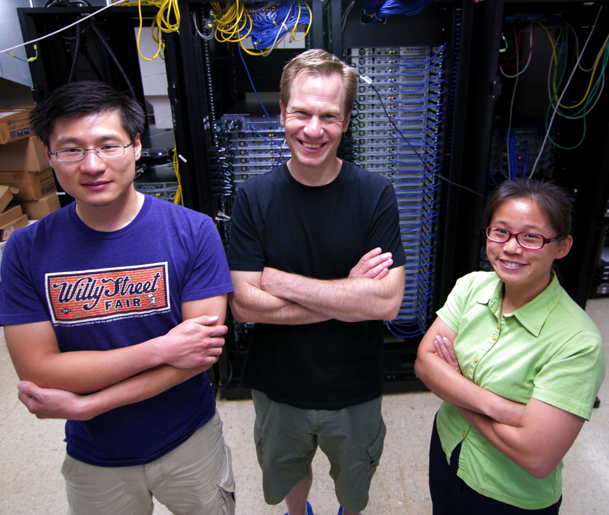 The paper’s authors are, from left, Henry Wu, Dane Morgan and Tam Mayeshiba. 