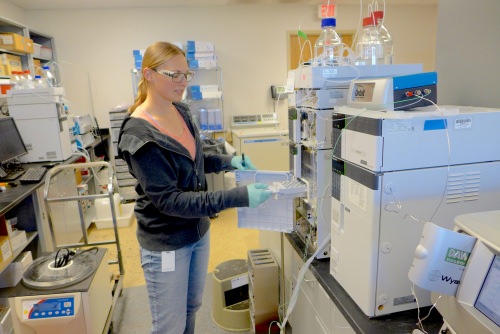 Photo: Arrowhead scientist Amanda Frankiewicz loads samples into a chemical analyzer