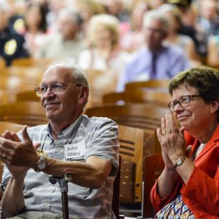 Chancellor Emeritus John Wiley and Chancellor Rebecca Blank were among those who paid tribute to Riseling's service.