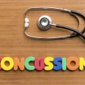 CONCUSSION colorful word on the wooden background