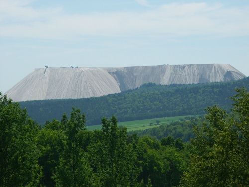 Emonix, winner of this week's pitch prize at UW–Madison, hopes to save a mountain of salt through its water-softener technology, though it may take a while to equal this pile, in Heringen, Germany.