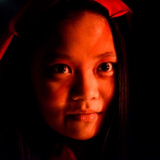 Student Linda Zheng, in costume as the dead bride.