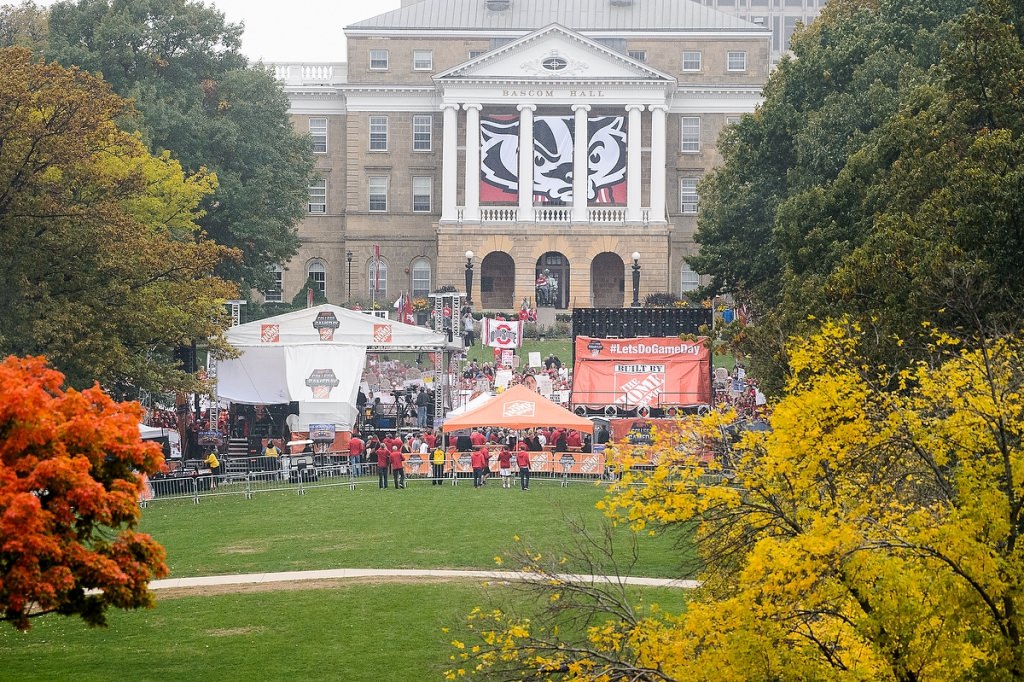 Hundreds gather on Bascom Hill for the three-hour broadcast.