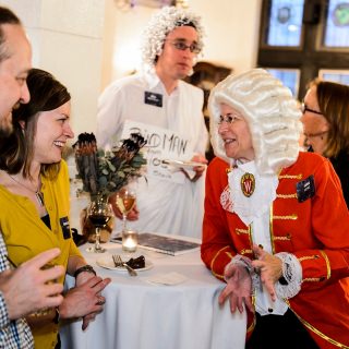 Dressed as German composer Johann Sebastian Bach, Jamie Henke, a distinguished faculty associate in the Division of Continuing Studies, offers some musical tips.