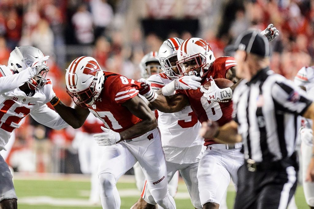 Wisconsin running back Corey Clement (6) runs the ball.