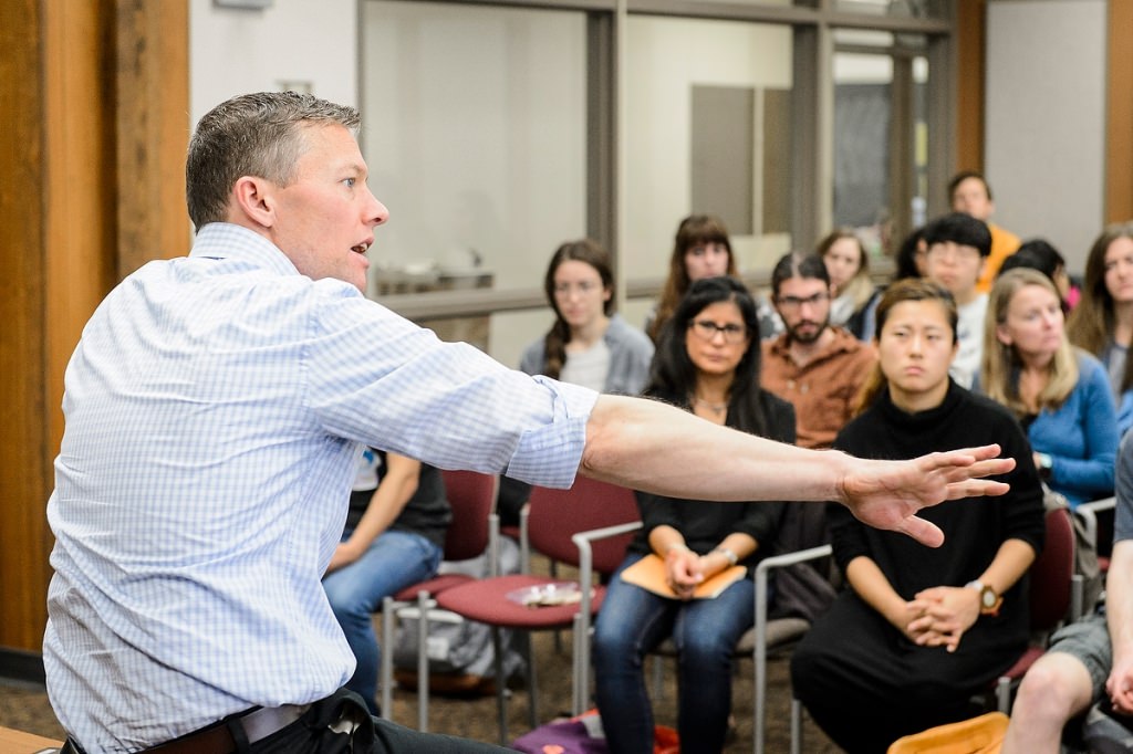 Go Big Read author and sociologist Matthew Desmond speaks to students and faculty Wednesday.