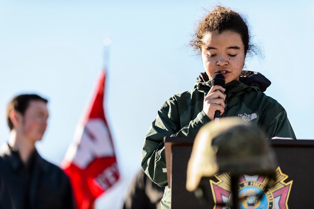 “This will be my fourth time doing this. … For me to give remembrance to those that have fallen, it’s just a small part of my day to do something that they’ve done for so much longer than me.” - Megan Mitchell, a senior and civilian from Janesville, Wis.