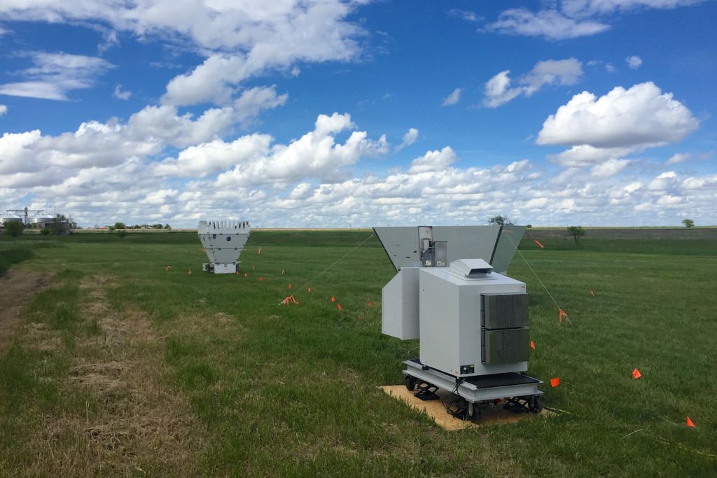 An Atmospheric Emitted Radiance Interferometer (AERI) operating during the Plains Elevated Convection At Night (PECAN) field campaign in 2015. 