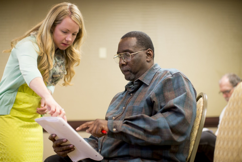 Attendees talk about ways to polish their work at the 2016 Writers’ Institute in the Madison Concourse Hotel. 