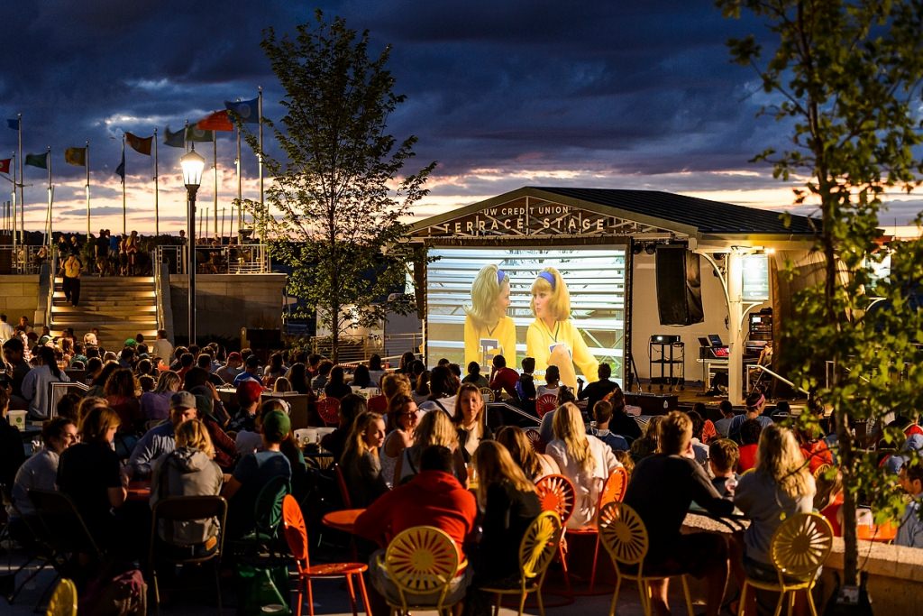 Photo: Movie being shown on Terrace