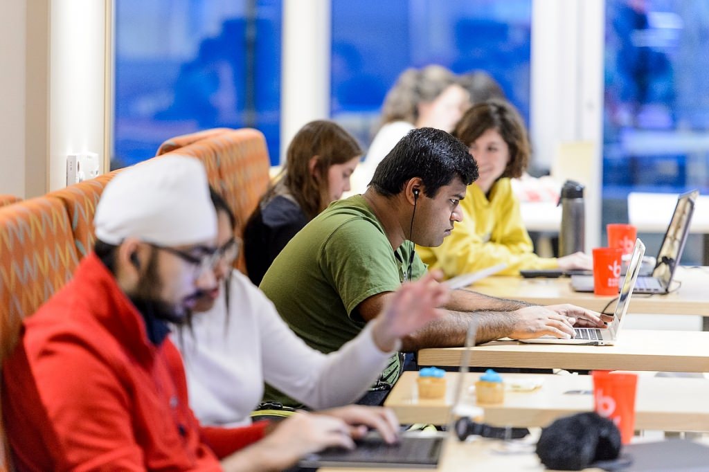 Photo: A new seating area provides enough room for silent studying and collaboration to coexist.