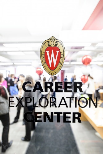 UW Chancellor Rebecca Blank and members of the campus community turn out for a grand opening ceremony at the Career Exploration Center (CEC) inside Ingraham Hall at the University of Wisconsin–Madison on Jan. 30, 2017. The CEC advisors help students explore majors and careers through a variety of ways including workshops and one-on-one advising sessions.(Photo by Bryce Richter / UW–Madison)