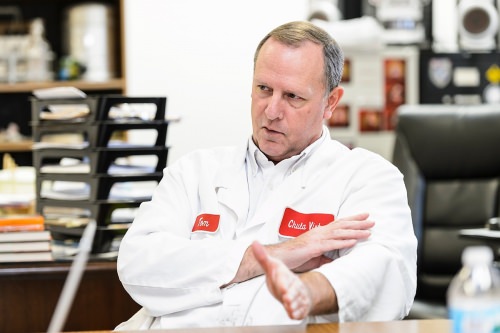 Tom Dahmen, plant manager at Chula Vista Cheese Company in Browntown, Wis., talks with a reporter on Dec. 27, 2016. Chula Vista Cheese created a successful Oaxaca-style of string cheese with the consulting and test-batch help of the Center for Dairy Research at the University of Wisconsin–Madison. (Photo by Jeff Miller/UW-Madison)