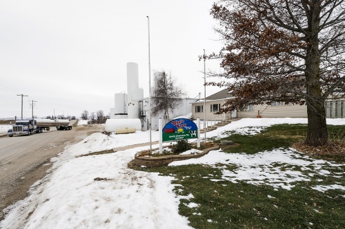 A dairy truck departs Chula Vista Cheese Company in Browntown, Wis.