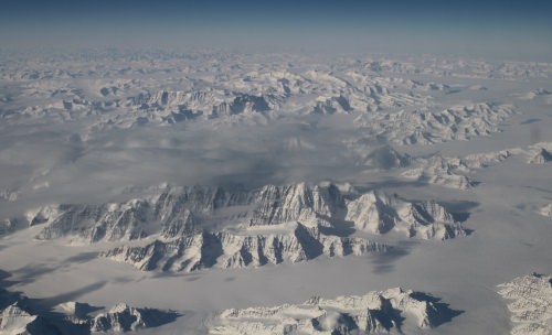 Greenland's ice sheet as seen from 40,000 feet.