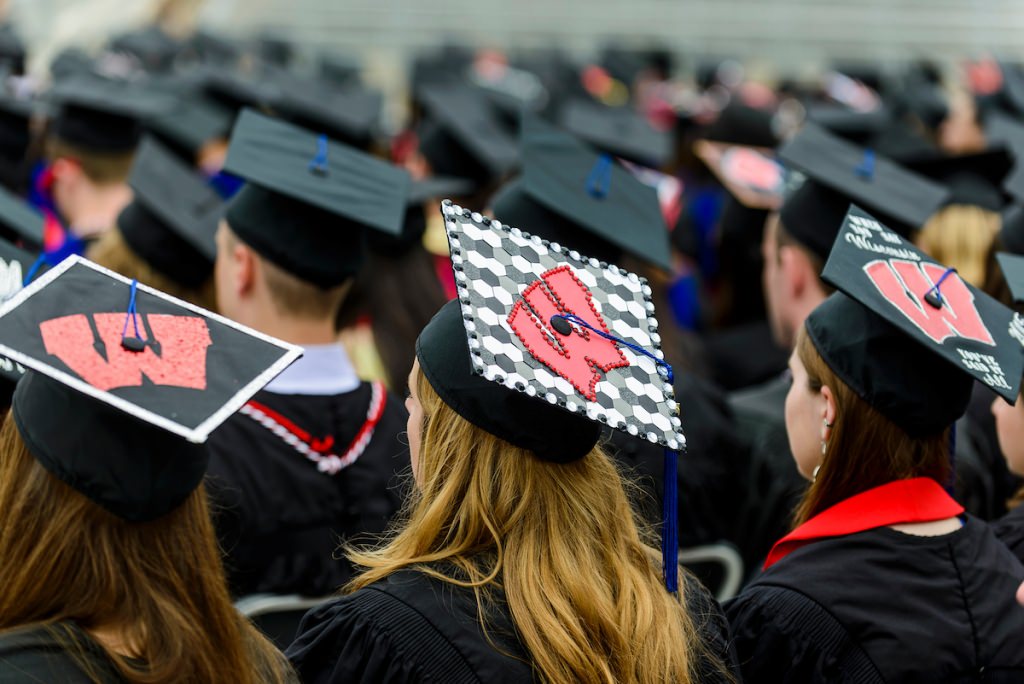 Photo: Graduates seated at commencement ceremony