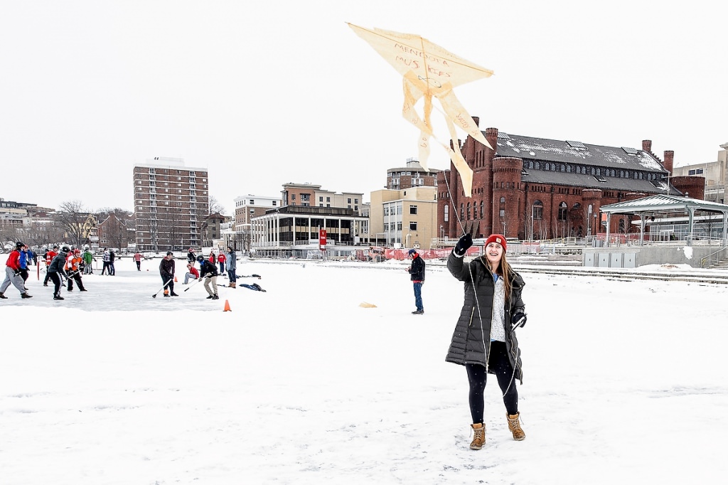 Jennifer Stevens flies her creation from the kite-making workshop.