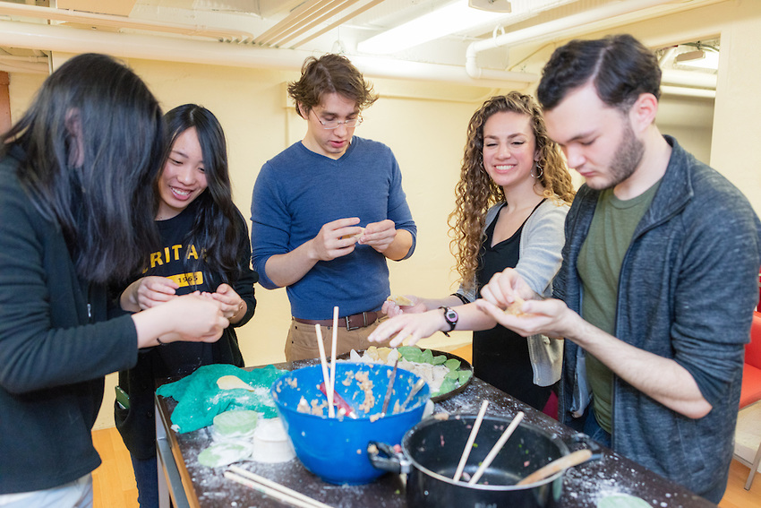 Students in the International Learning Community at Adams Hall celebrate the Lunar New Year on Jan. 28 with some traditional Chinese food.