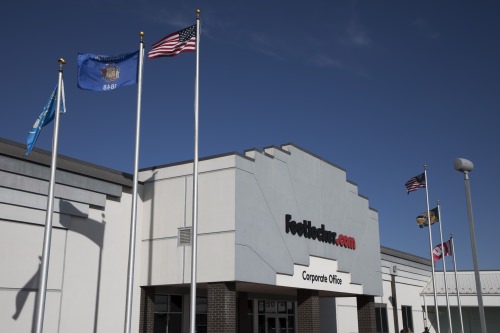 A sign outside Foot Locker’s corporate office in Wausau. 