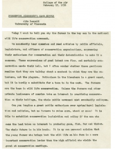 Photo: Aldo Leopold original radio script