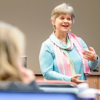 Karen Solheim, clinical professor and director of the Global Health Initiatives for the School of Nursing at the University of Wisconsin-Madison, is pictured on March 29, 2017. Solheim is a recipient of a 2017 Academic Staff Excellence Award. (Photo by Bryce Richter / UW-Madison)