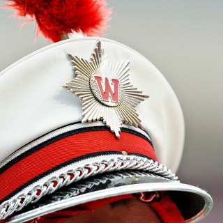 Members of the UW Badgers marching band play during a football game against the University of Illinois Illini at Camp Randall Stadium at the University of Wisconsin-Madison on Oct. 6, 2012. Wisconsin won the game 31-14. (Photo by Bryce Richter / UW-Madison)