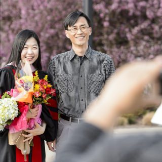 Ji Eun Kim, a doctoral graduate in musical arts - cell performance, poses for a photo before Friday's ceremony.