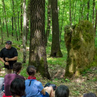 After the group hiked to a spirit rock on the Kickapoo Valley Reserve, Bill Quackenbush, Tribal Preservation Officer for the Ho-Chunk Nation, shared the importance of oral tradition and a story passed down for generations. A peaceful stillness filled the air as the group listened to QuackenbushÕs tale.