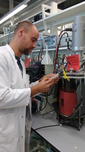 Photo: Christopher Lawson in lab in the Netherlands