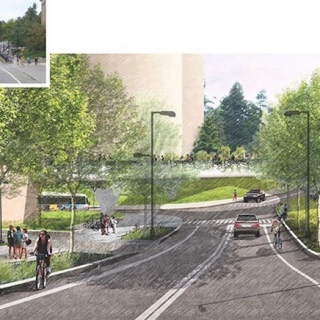 Graphic: Drawing of pedestrian bridge over Charter Street