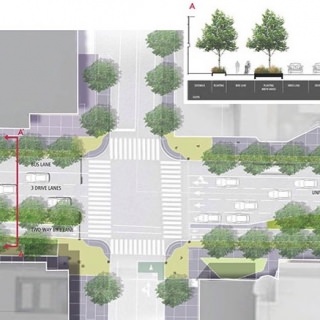 Graphic: Map of proposed University Ave.-Lake Street intersection with two-way bike lane