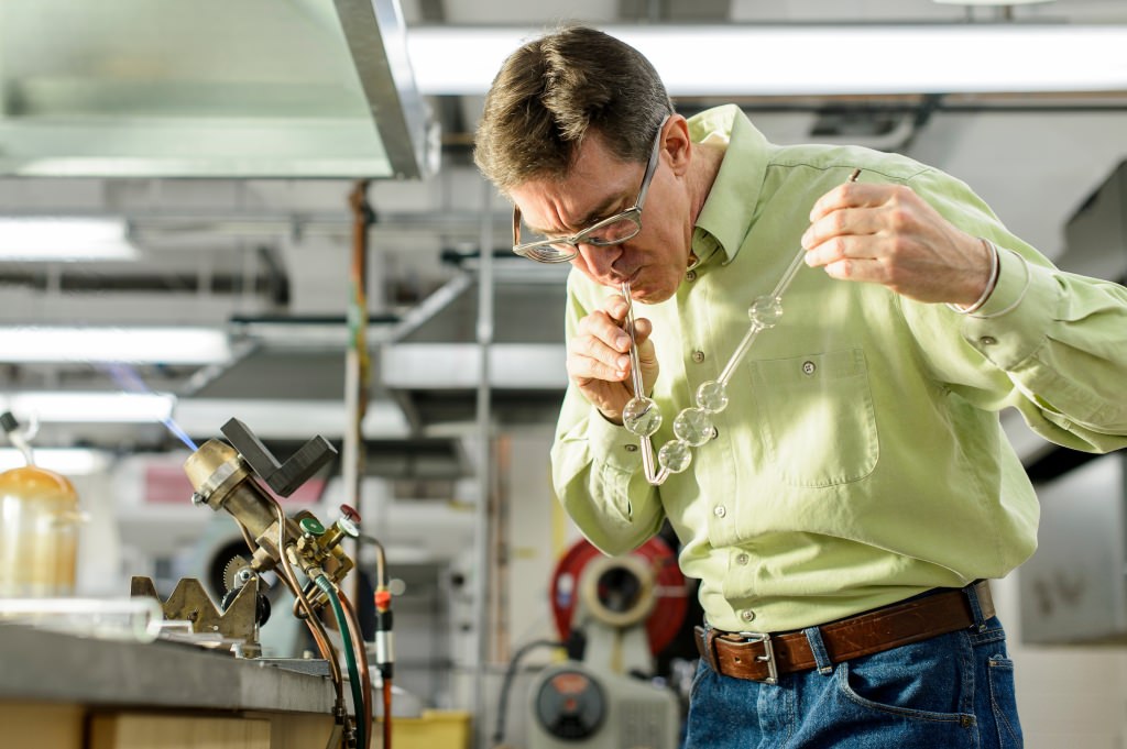 Photo: Tracy Drier creating glass instrument