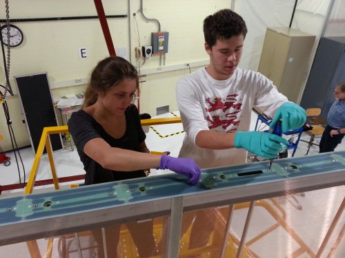 Photo: Two PSL student interns, Syranda Yukel and Evan Hansen, working on the APA